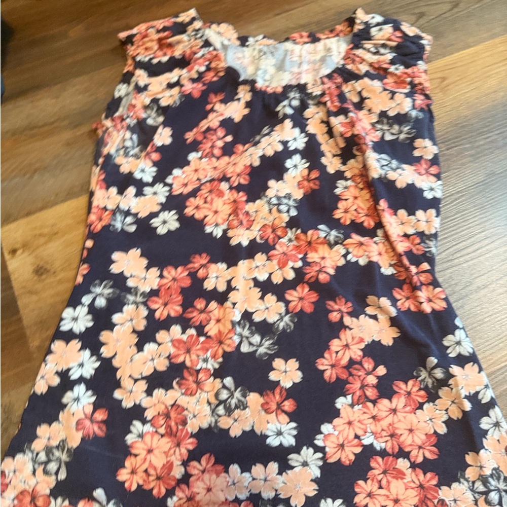 Girls' Navy Floral Sleeveless Dress